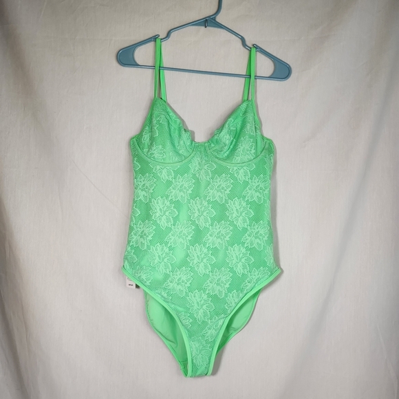 Aerie One Piece Swimsuit Neon Green Lace With Lining New With Tags Resort - Picture 1 of 9